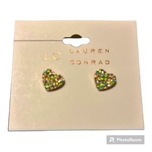 3/$30 LC Lauren Conrad Rainbow Heart Button Earrings NWT